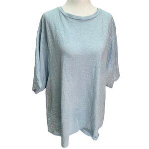 𝅺topshop💙boyfriend T-Shirt Light Blue Flower Embossed Size M/L